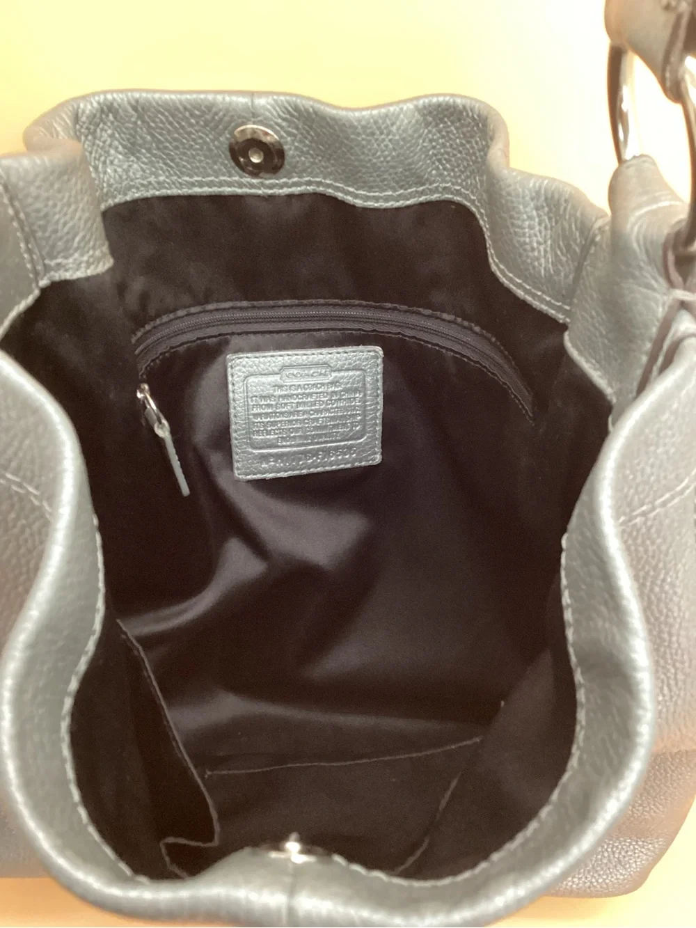 Coach Gray Pebbled Leather Hobo Bag with Silver Hardware
